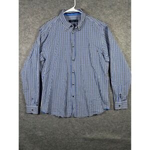 Zegna Sport Blue Gingham Checkered Button Down Long Sleeve‎ Shirt XXL